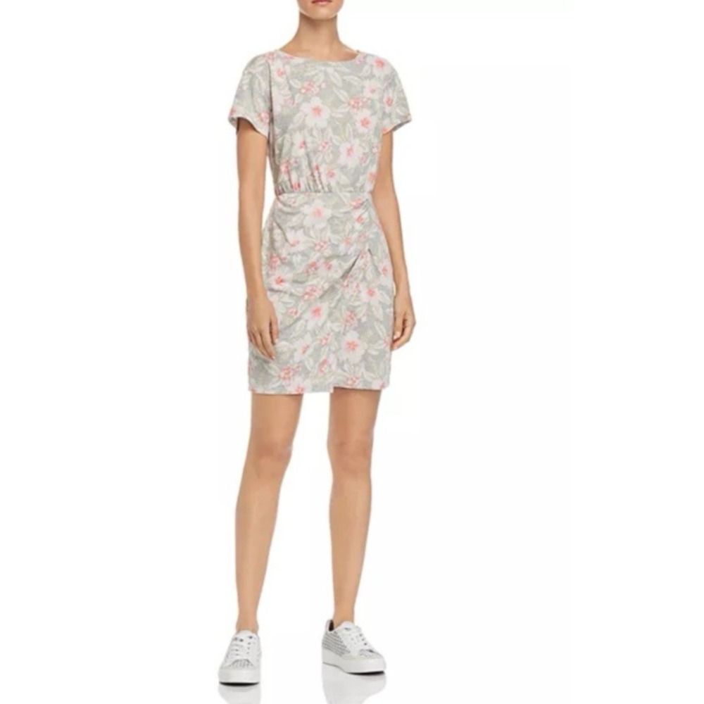 Rebecca Taylor Size Small Kamea S/S Jersey Dress Gray Hawaiin Floral Tropical